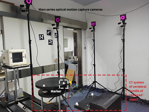Optical motion capture for geometric position correction of cone beam CT platform