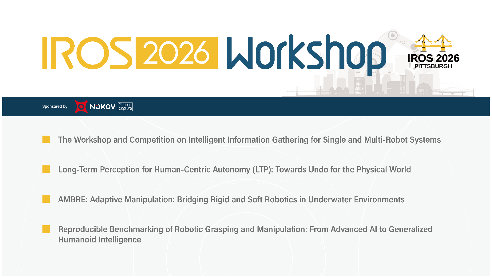 NOKOV Sponsored Workshops at IROS 2026