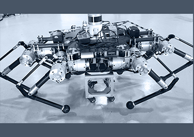 hexapod Robot under the motion capture cameras
