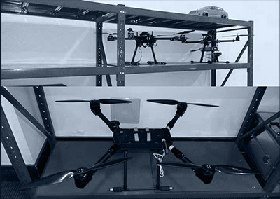 Multi-rotor UAV pasted with motion capture reflective logo points