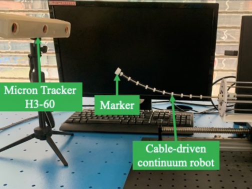 Continuum Robot, behavior-predefined adaptive control, Prescribed Performance Control,adaptive control, zeroing dynamics, re-adjustable performance function, NOKOV, motion capture